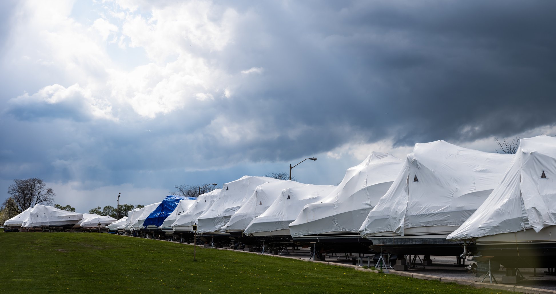 Boating Season Delayed - Boats Covered with Tarp